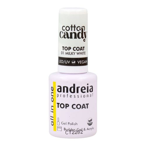 Fijador de Esmalte de Uñas Andreia Cotton Candy Top Coat Nº 01 Milky White 10,5 ml