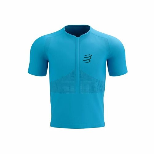 Camiseta de Manga Corta Unisex Compressport Trail Half-Zip Fitted SS Azul cielo