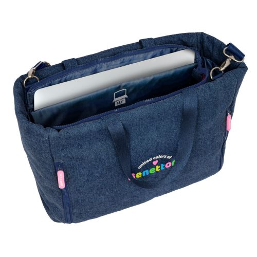 Bolso Benetton Denim Azul 40 x 31 x 17 cm