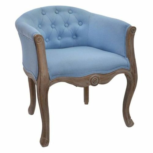 Sillón DKD Home Decor Azul Poliéster Madera (58 x 56 x 69 cm)