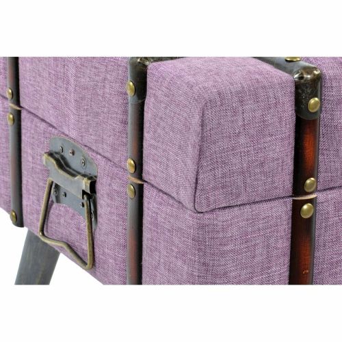 Banqueta DKD Home Decor   Metal Poliéster Fucsia Madera MDF (102 x 42 x 40,5 cm)