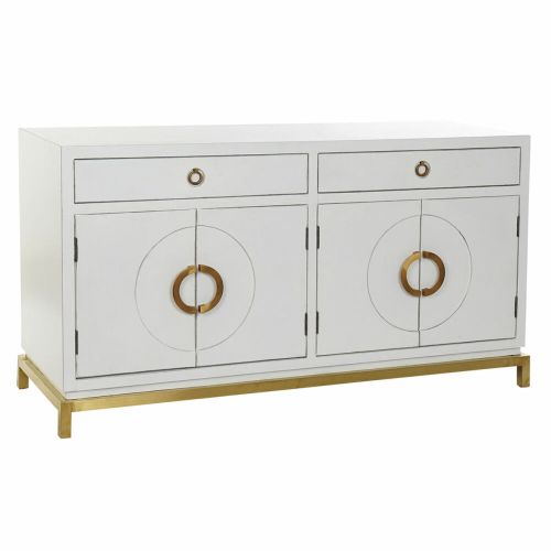 Aparador DKD Home Decor Kamakura Blanco Dorado Metal Álamo 150 x 50 x 80 cm (150 x 50 x 80 cm)