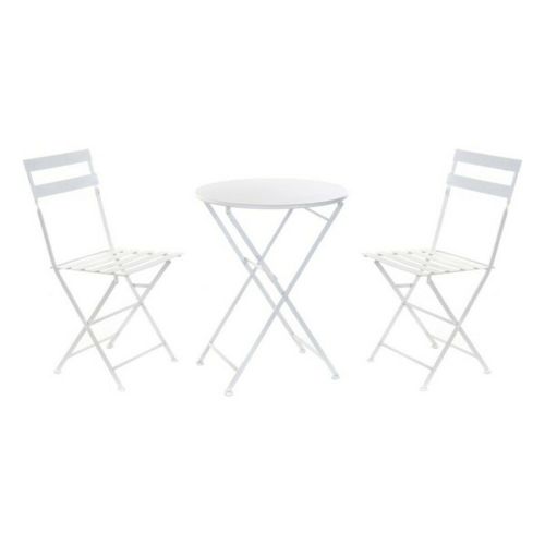 Conjunto de Mesa con 2 Sillas DKD Home Decor Blanco 80 cm 60 x 60 x 70 cm (3 pcs)