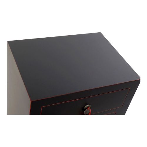 Mesita de Noche DKD Home Decor Abeto Rojo Negro Madera MDF 45 x 34 x 66 cm