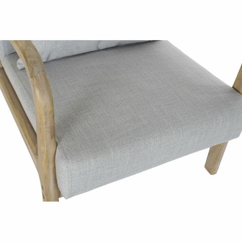 Sillón DKD Home Decor Gris Poliéster Lino Madera de caucho (65 x 83 x 74 cm)