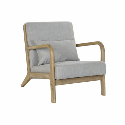 Sillón DKD Home Decor Gris Poliéster Lino Madera de caucho (65 x 83 x 74 cm)