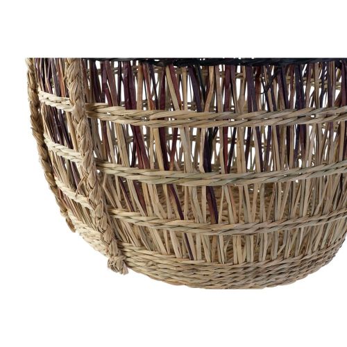 Juego de Cestas DKD Home Decor Natural Lila Hierba marina Tropical 39 x 39 x 41 cm 3 Piezas