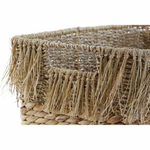 Juego de Cestas DKD Home Decor Marrón Multicolor Natural Flecos 40 x 30 x 26 cm