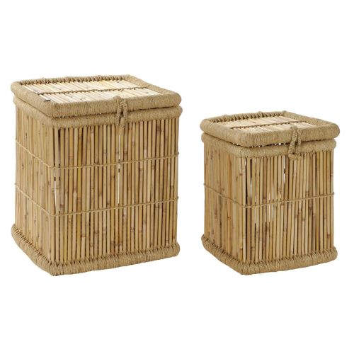 Juego de Cestas DKD Home Decor Natural Cuerda Bambú (46 x 46 x 55 cm)