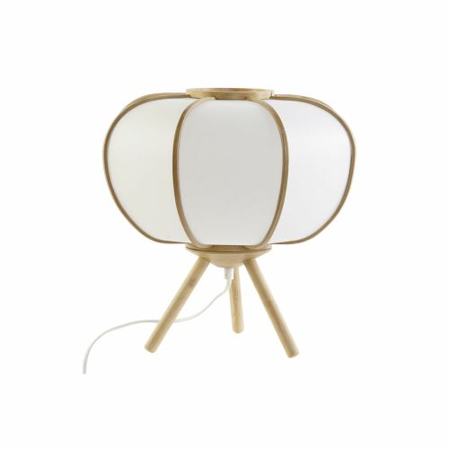 Lámpara de mesa DKD Home Decor 34 x 34 x 33 cm Natural Blanco Bambú 220 V 50 W