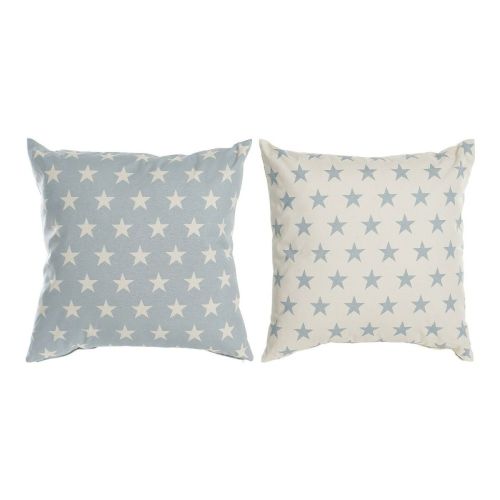 Cojín DKD Home Decor Azul 60 x 10 x 60 cm Estrellas Blanco (2 Unidades)