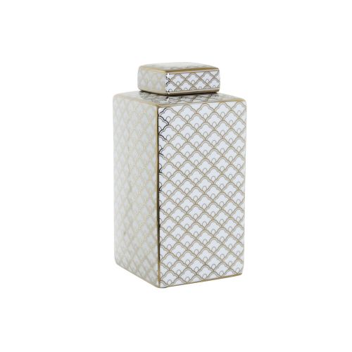 Jarrón DKD Home Decor 14,5 x 14,5 x 30 cm Porcelana Dorado Blanco