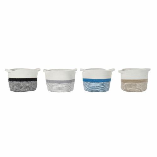 Cesta DKD Home Decor Azul Negro Beige Gris 25 x 25 x 20 cm (4 Piezas)