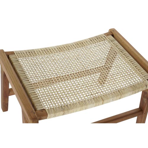 Banqueta DKD Home Decor   65 x 47 x 40 cm Natural Teca Plástico Multicolor Marrón claro