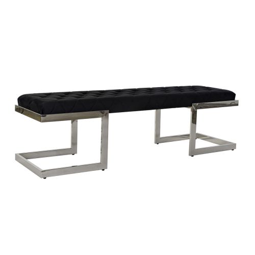 Banqueta DKD Home Decor   Negro Poliéster Acero (140 x 40 x 40 cm)