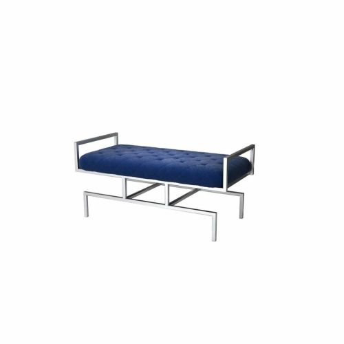 Banqueta DKD Home Decor   Azul Poliéster Acero (97 x 44 x 46 cm)