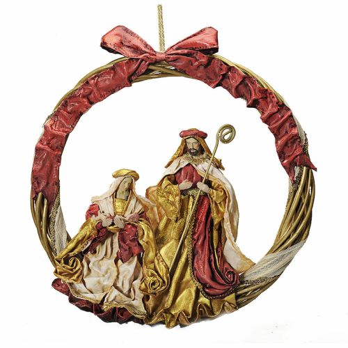 Adorno Navideño DKD Home Decor Rojo Dorado Plástico Corona 50 x 5 x 50 cm