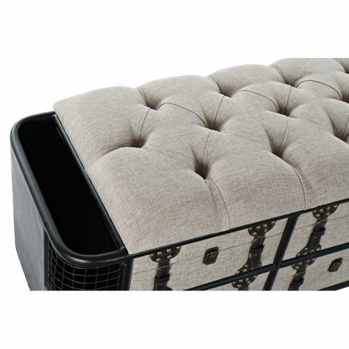 Banqueta DKD Home Decor   120 x 40 x 50 cm Negro Beige Metal Poliuretano