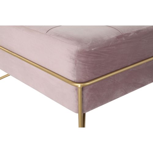 Banqueta DKD Home Decor   Espuma Rosa Dorado Metal Poliéster Terciopelo Madera MDF (80 x 80 x 42 cm)