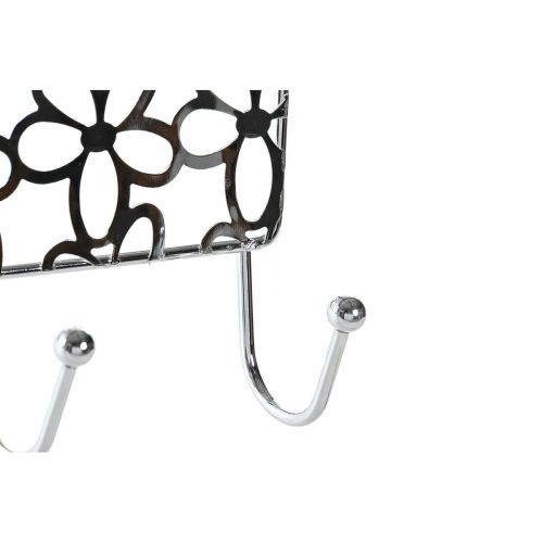 Perchero para Puertas DKD Home Decor Plateado Metal Plástico Flores 32 x 10 x 19 cm