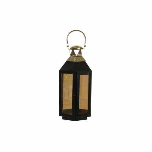 Farol DKD Home Decor Negro Cristal Hierro Dorado (22 x 20 x 46 cm)