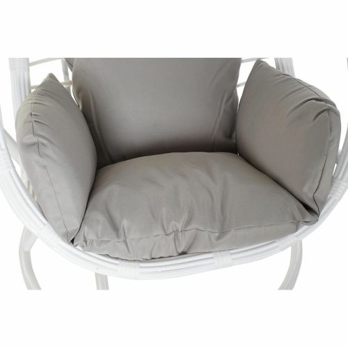 Sillón de jardín colgante DKD Home Decor 90 x 70 x 110 cm Gris Metal ratán sintético Blanco