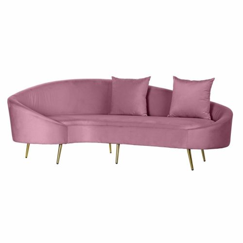 Sofá DKD Home Decor Rosa Dorado Metal Poliéster (210 x 120 x 84 cm)