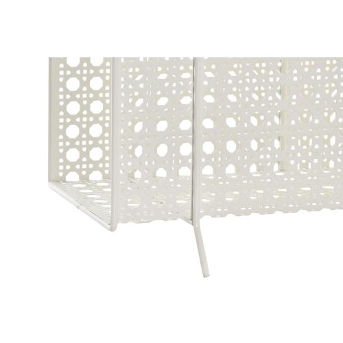 Revistero DKD Home Decor Blanco Natural Metal Mimbre Boho 36,5 x 15 x 41 cm