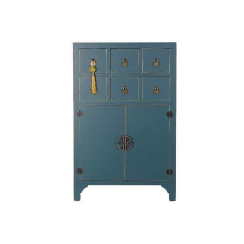 Cajonera DKD Home Decor Azul Dorado Abeto Madera MDF Oriental 63 x 27 x 101 cm 63 x 27 x 100 cm