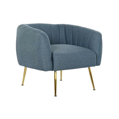 Sillón DKD Home Decor Azul Dorado Espuma Madera Metal Plástico 81 x 75 x 73 cm