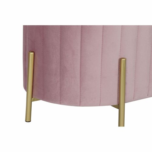 Banqueta DKD Home Decor   Rosa Dorado Metal Poliéster Terciopelo (123 x 50 x 45 cm)