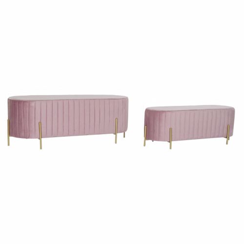 Banqueta DKD Home Decor   Rosa Dorado Metal Poliéster Terciopelo (123 x 50 x 45 cm)