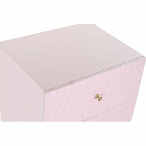 Mesita de Noche DKD Home Decor 52 x 42 x 65 cm Metal Rosa claro Madera de mango