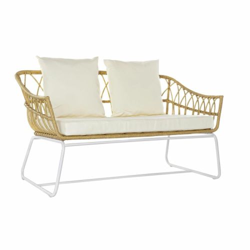 Sofá de Jardín DKD Home Decor Blanco Metal ratán sintético (132 x 58 x 80 cm)