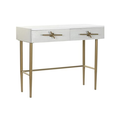 Consola DKD Home Decor Blanco Multicolor Dorado Metal Hierro Madera de mango 30 x 40 cm 90 x 45 x 74 cm