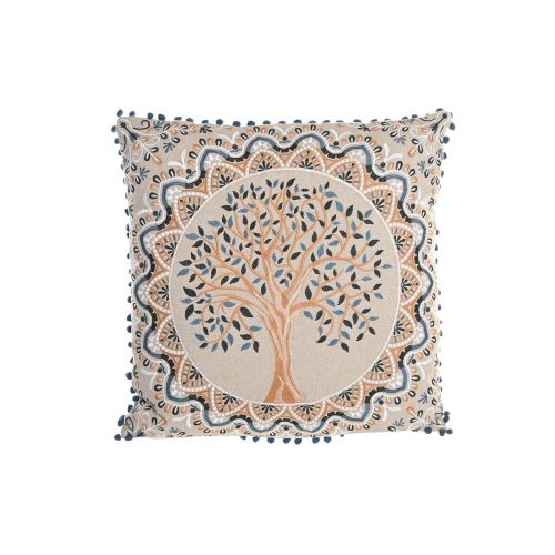 Cojín DKD Home Decor Amarillo Azul Marrón claro Árbol 60 x 20 x 60 cm