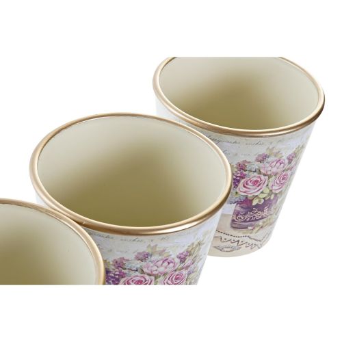 Set de Macetas DKD Home Decor Beige Rosa PVC Aluminio Shabby Chic 38 x 12 x 14 cm (3 Piezas)