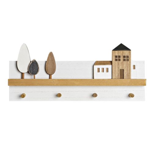 Perchero de Pared DKD Home Decor Madera Casas Urbano 40 x 4 x 17 cm