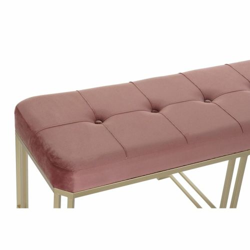 Banqueta DKD Home Decor   Rosa Metal Terciopelo (120 x 40 x 46 cm)