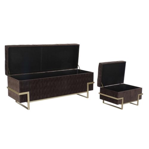 Banqueta DKD Home Decor   Dorado Metal Marrón Terciopelo (120 x 42 x 48 cm)