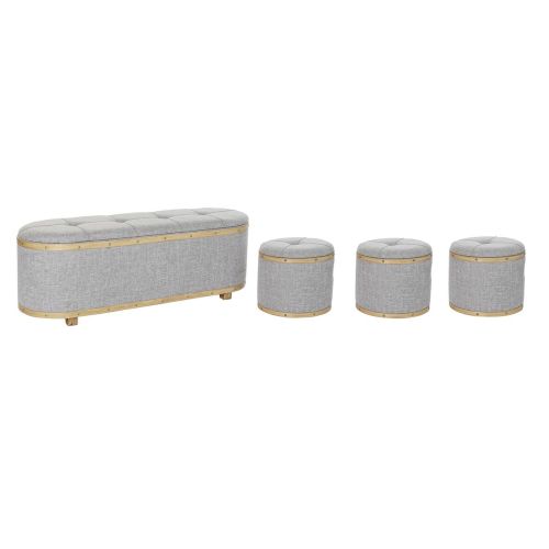 Banqueta DKD Home Decor   Gris Madera Poliéster (120 x 45 x 43 cm)