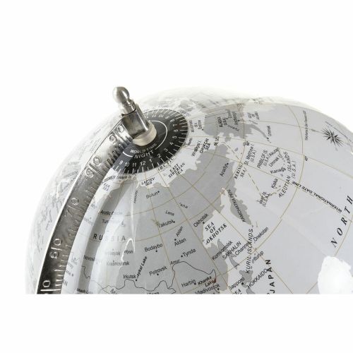 Globo Terraqueo DKD Home Decor Blanco Gris Plateado PVC Aluminio 27 x 25 x 38 cm