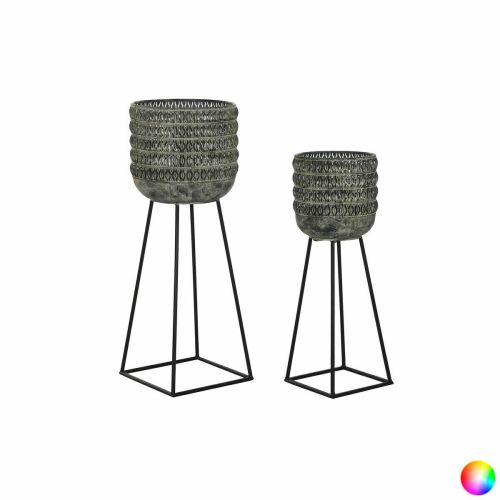 Set de Maceteros DKD Home Decor Desgastado 32 x 32 x 84 cm Metal (2 Unidades)