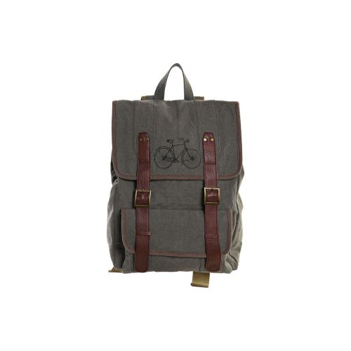 Mochila Casual DKD Home Decor Canvas Bicicleta Gris Marrón (33 x 12 x 47 cm)