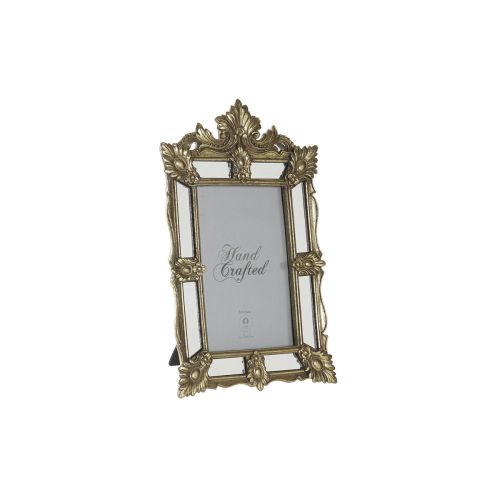 Marco de Fotos DKD Home Decor Champán Resina Cristal Espejo Shabby Chic 16 x 2 x 25 cm