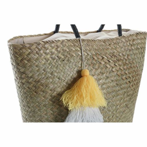 Bolsa de Playa DKD Home Decor Naranja Natural Azul marino Fibra 49 x 18 x 37 cm (2 Unidades)