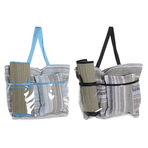 Bolsa de Playa DKD Home Decor Azul Marrón Verde Gris Menta PVC Lienzo 44 x 23 x 62 cm (2 Unidades)