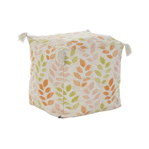 Cojín de suelo DKD Home Decor Beige Hoja de planta Shabby Chic 40 x 40 x 40 cm