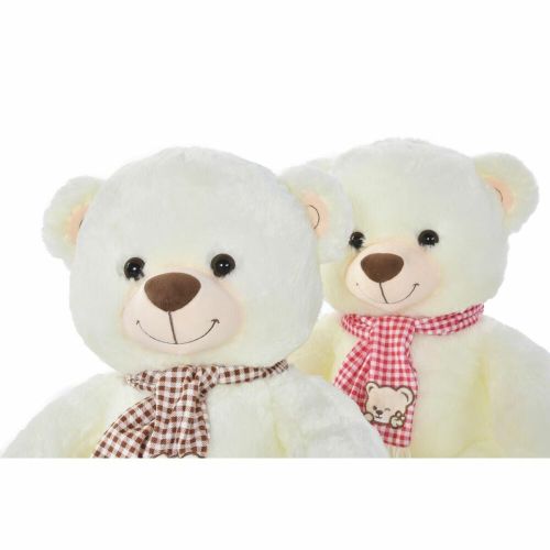 Oso de Peluche DKD Home Decor Rojo Blanco Burdeos Infantil 20 x 20 x 50 cm (2 Unidades)