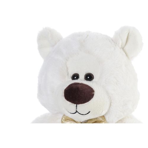 Oso de Peluche DKD Home Decor Pajarita Blanco Dorado Metal Infantil Oso 30 x 40 cm 30 x 30 x 36 cm